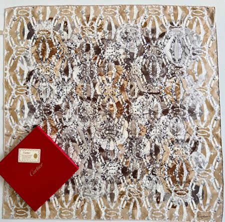 CARTIER Foulard « Double C », 100% soie, box rouge & carte